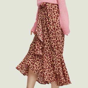 Scotch & Soda Pink Leopard Wrap Skirt NWT